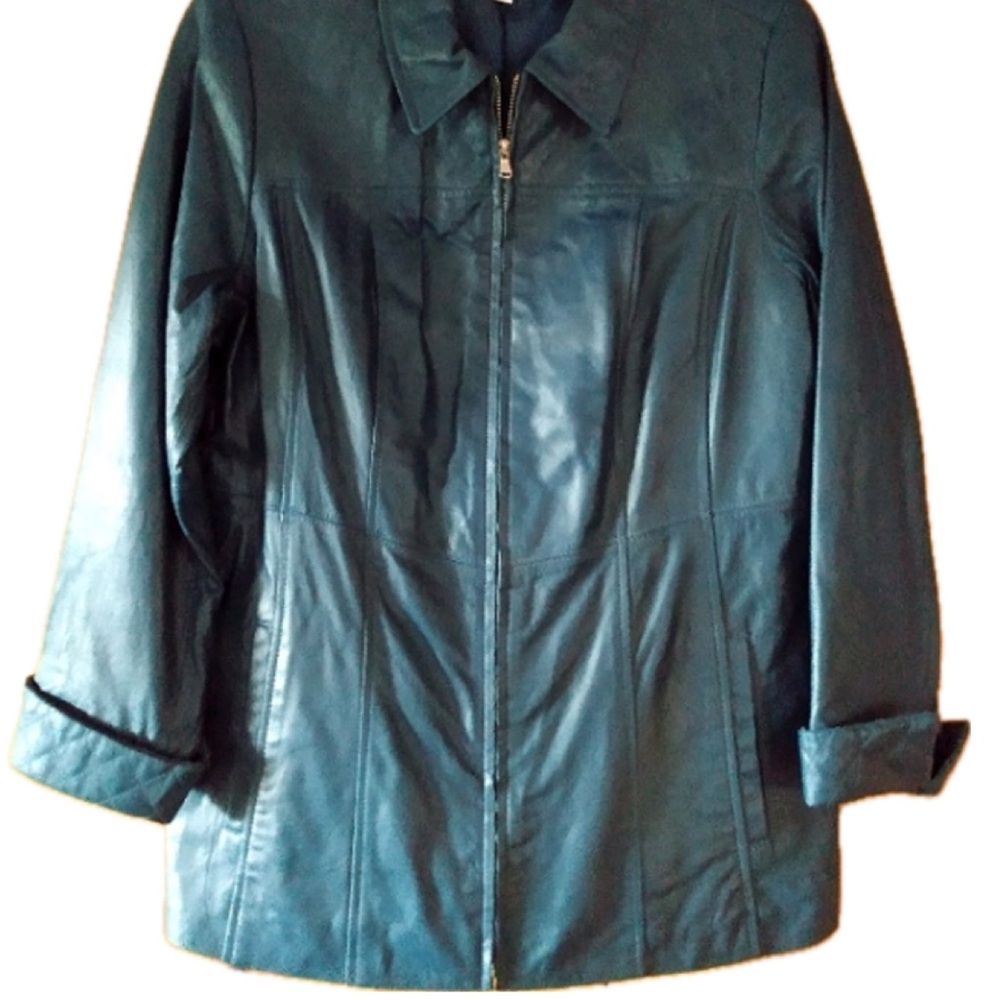 Women's Leather Jacket with Quilting Detail